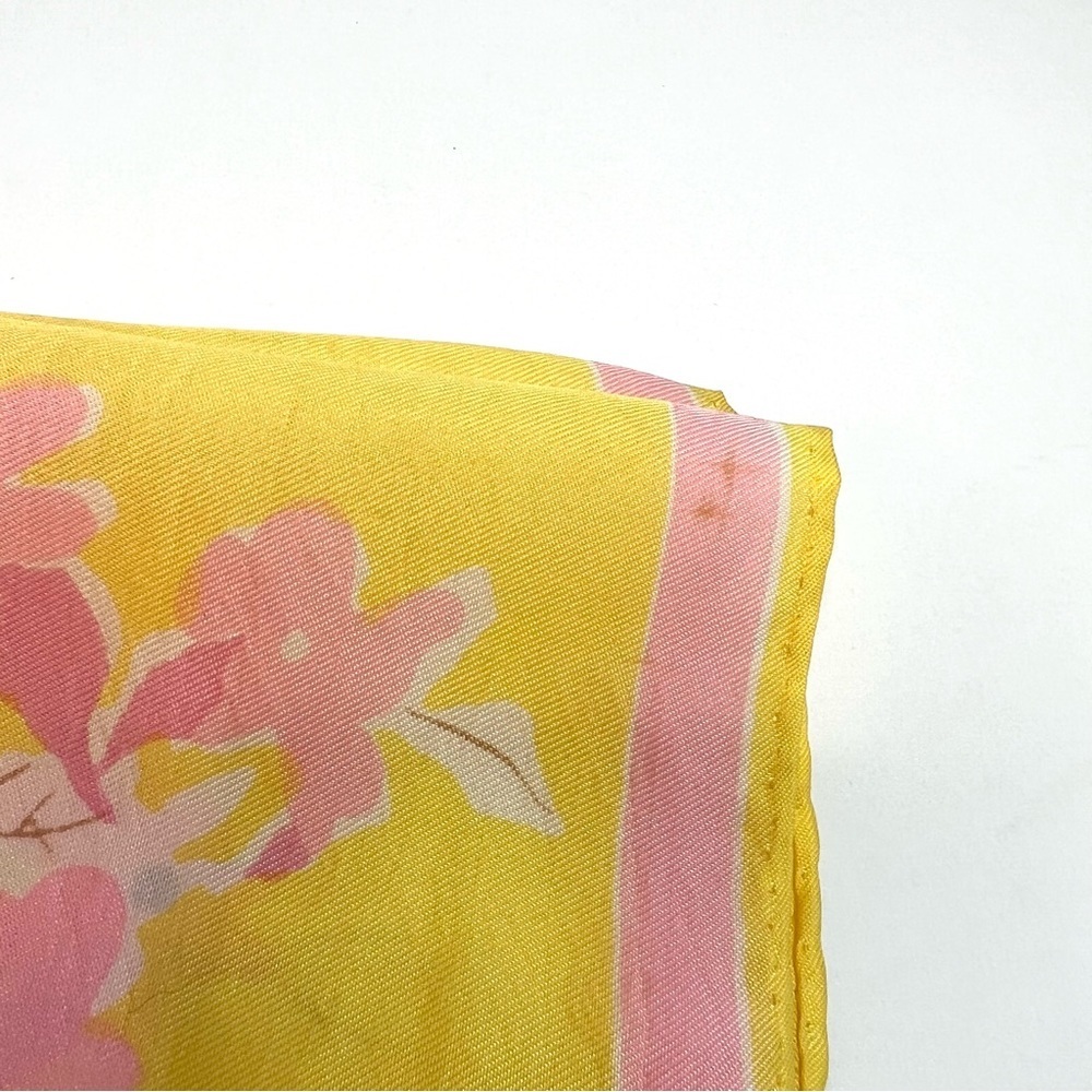 Vintage Vera Neumann Yellow Pink Floral Scarf - Picture 5 of 11